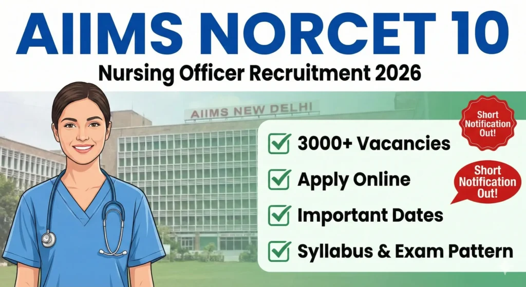 AIIMS Nursing Officer (NORCET 10) Recruitment 2026: Complete Guide on Application, Syllabus, Dates & Vacancies